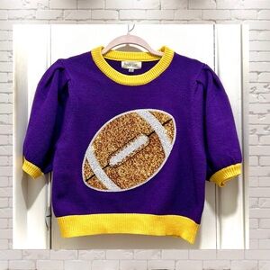 NWT Peach Love California Football Sequin Pullover Sweater